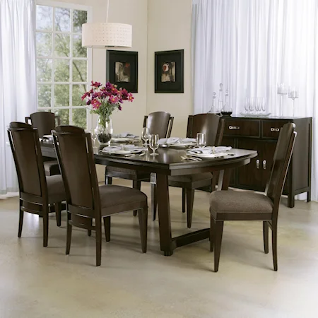 7 Piece Pedestal Dining Table Set with Dining Side Chair